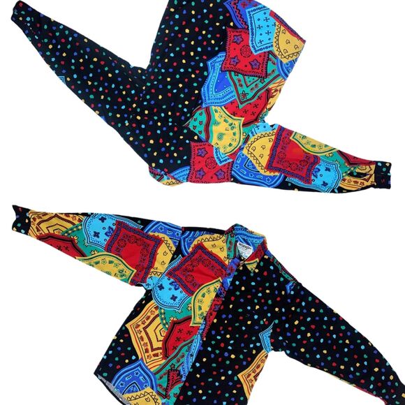 Vintage Wrangler 90s Western Bandana Polka Dot Button-Up Shirt L - Picture 10 of 10